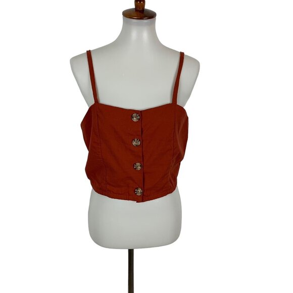 Purple Snow Brown Crop Top XL Button Front Y2K Retro Cottagecore Fall - Picture 1 of 6